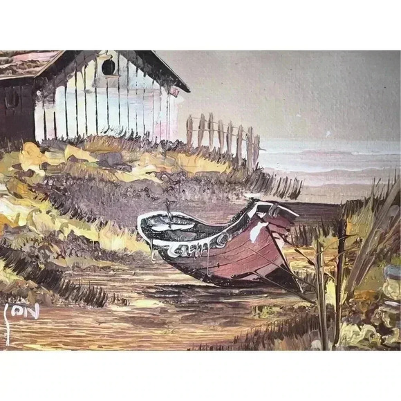 Vintage Original Painting by Everett Woodson Oil on Canvas framed 18x 16 - Picture 3 of 5